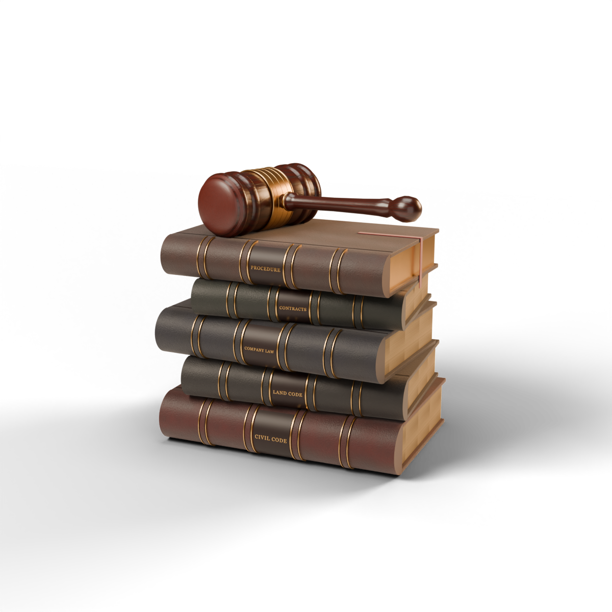 Law books and a gavel